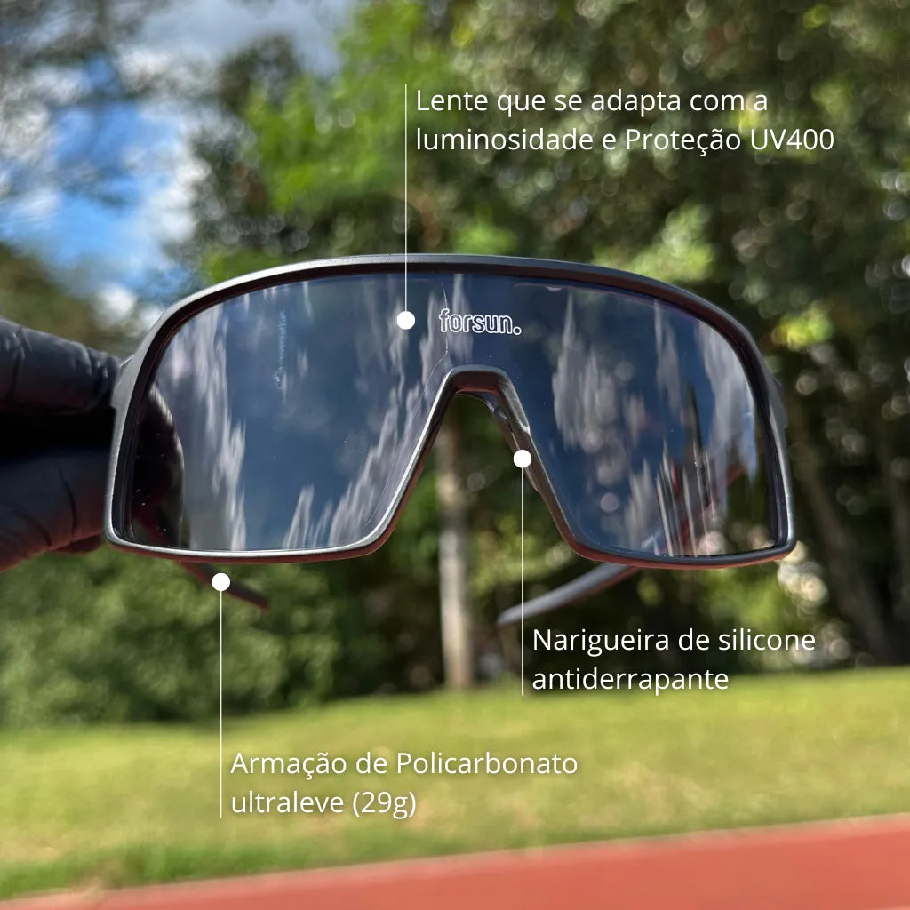 Fotocromático Forsun - Óculos de Sol Esportivo para Corrida Ciclismo e Beach Tennis