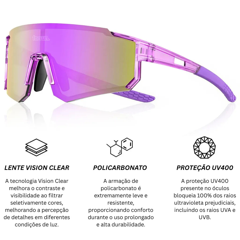 Luna Forsun - Óculos de Sol Esportivo para Corrida Ciclismo e Beach Tennis Baixa Pace